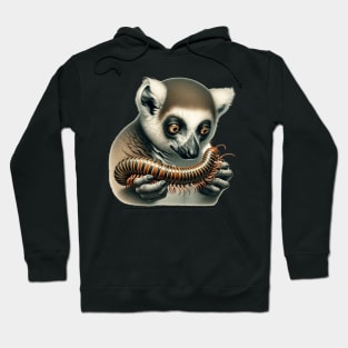 Lemur and Millipede in 19th Century Natural History Art Style Hoodie